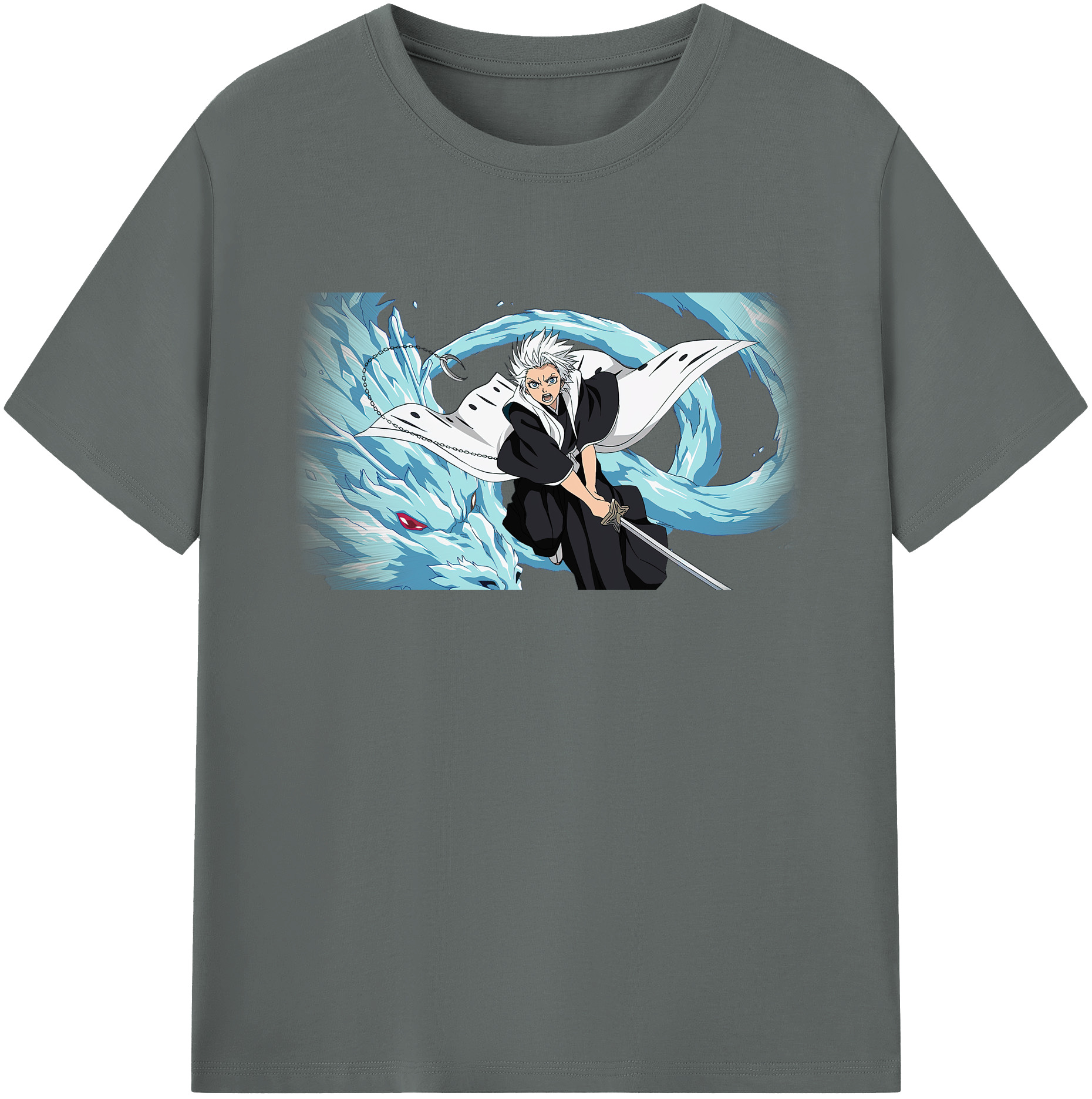 （画像用） ブリーチ 日番谷冬獅郎（ひつがや とうしろう） BLEACH Hitsugaya Toushirou 綿100％ メンズ半袖Tシャツ｜肌触りやわらか＆通気性